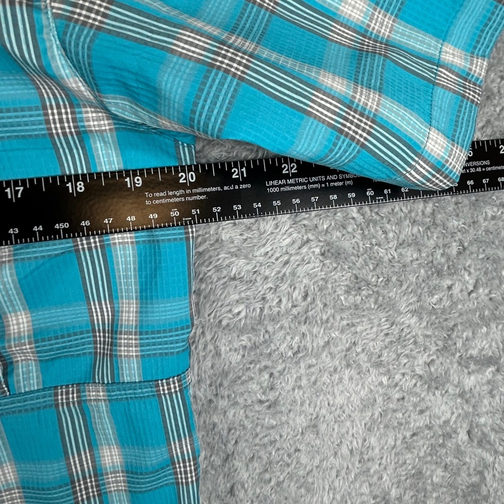 Columbia Mens S Blue Plaid Omni-Shade Vented Short Sleeve Button Down Shirt Hike - Picture 6 of 9